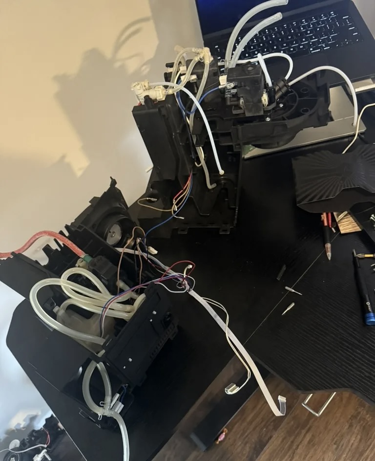 Every part I own, on two desks