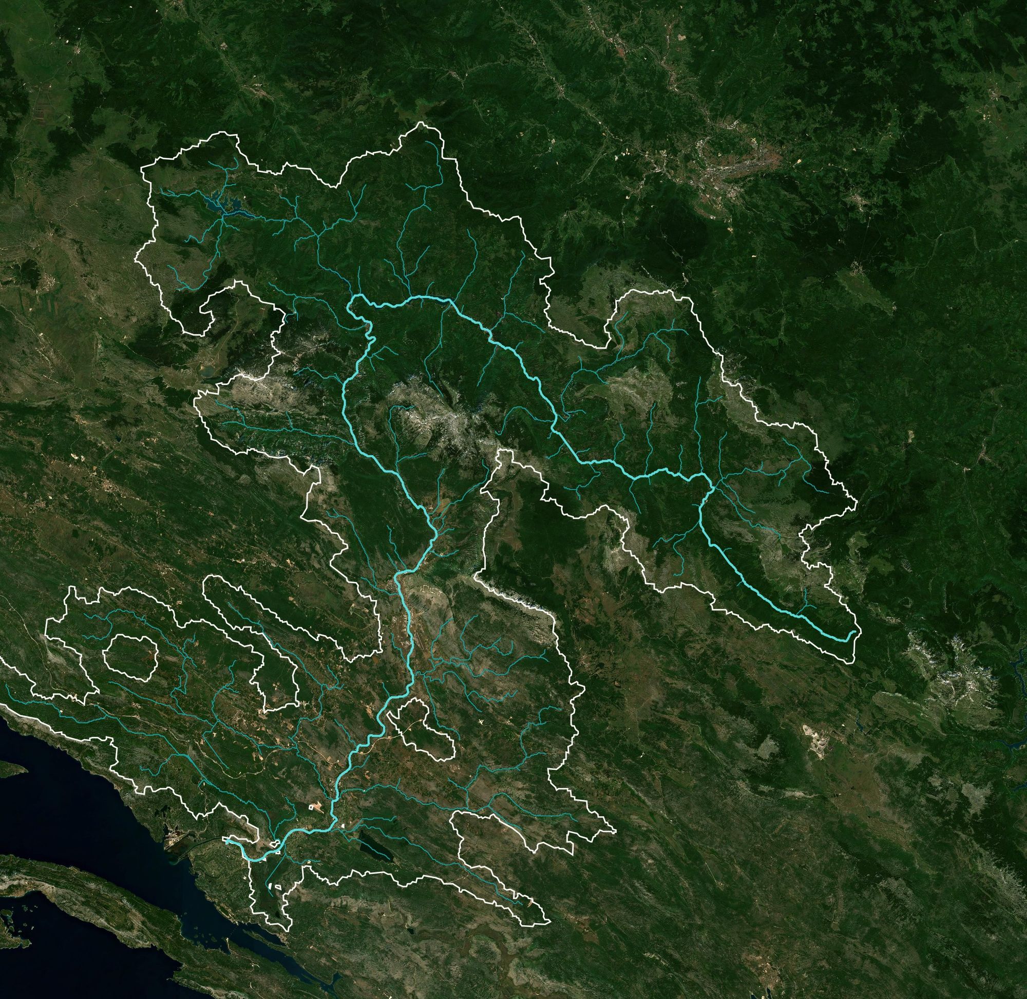 Sentinel-2 satellite mosaic of the Neretva basin